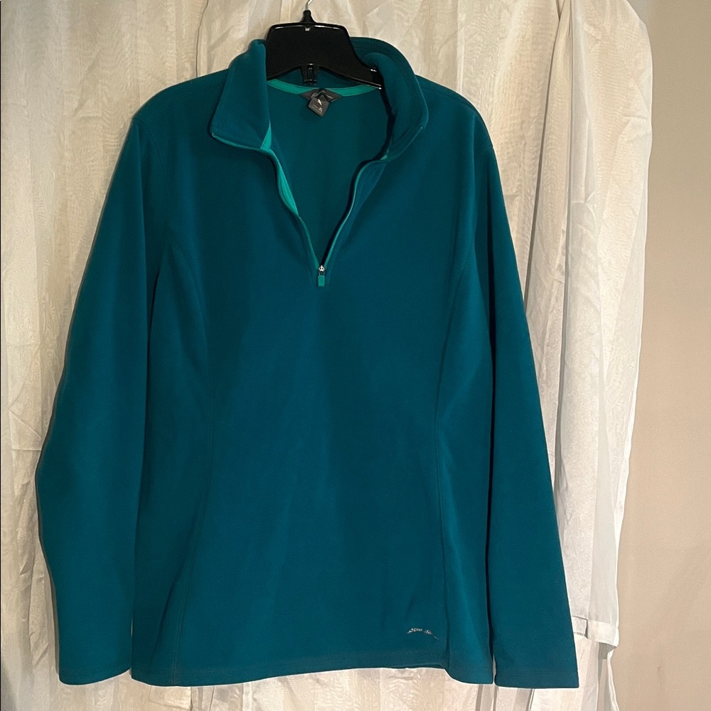 Eddie Bauer Teal Quarter-Zip Microfleece Pullover, XP
